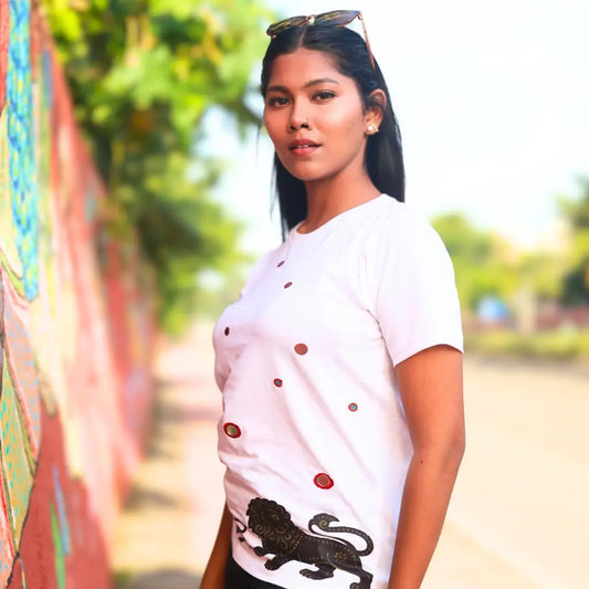 Round Neck Applique Printed Cotton T-Shirt – Grounded King