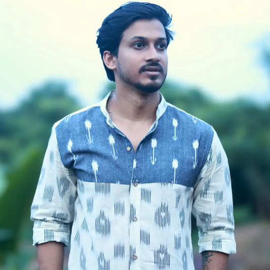 Men’s Full Sleeve Ikat Cotton Shirt – Stone Haze