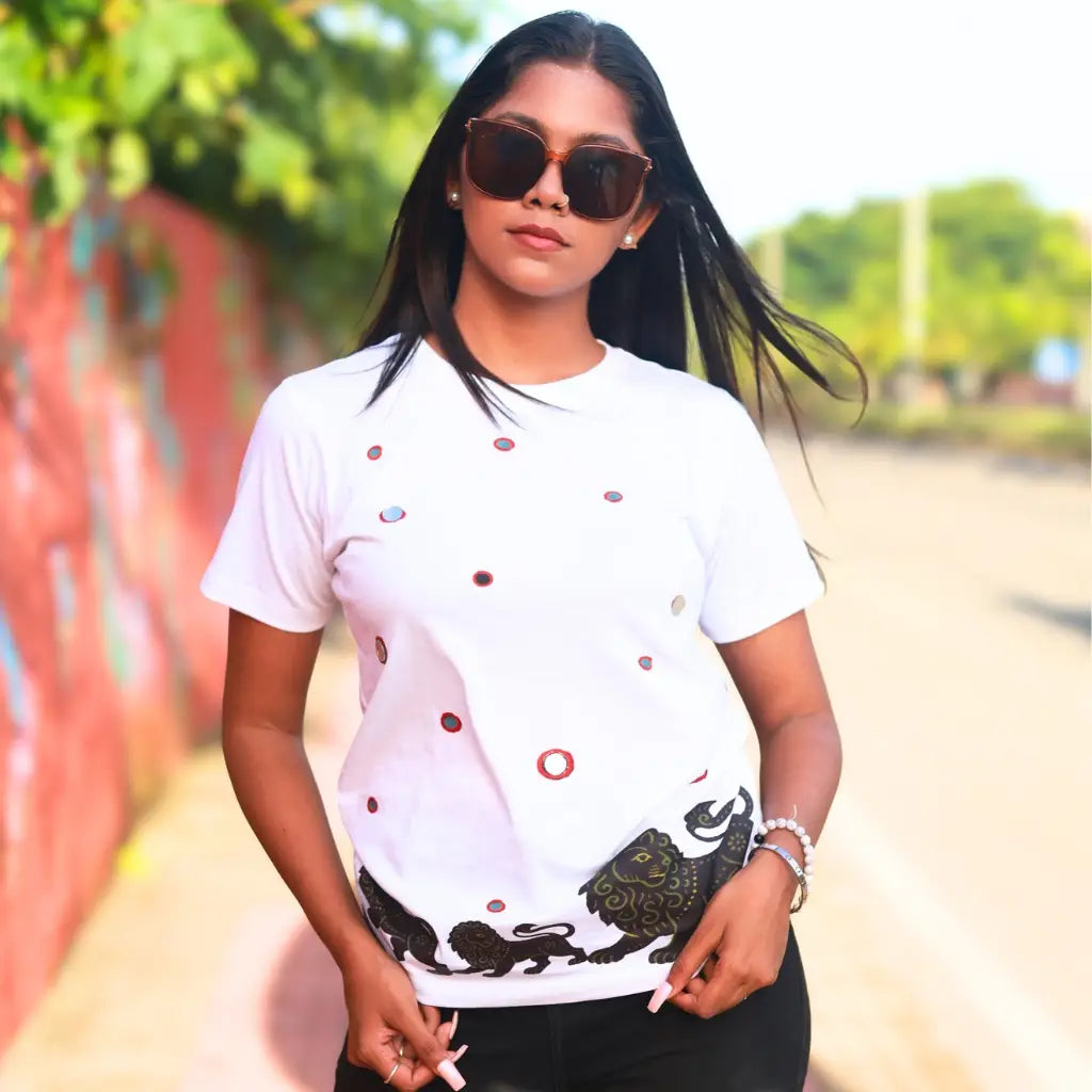 Round Neck Applique Printed Cotton T-Shirt – Grounded King