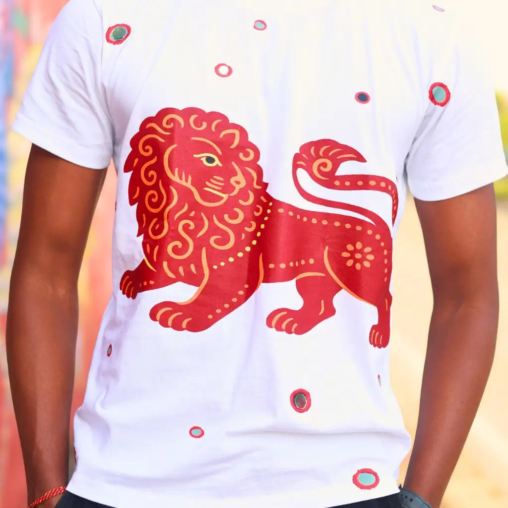 Round Neck Applique Printed Cotton T-Shirt – Crowned King -Unisex - White