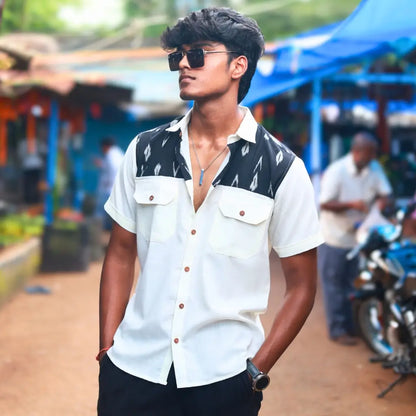 Men’s Half sleeve Ikat Organic Cotton Shirt – Dual Harmony