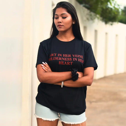 Round Neck Pattachitra Printed Cotton T-Shirt – Lunar Soul