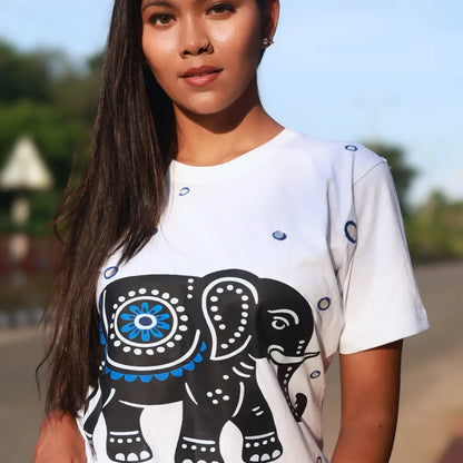 Round Neck Applique Printed Cotton T-Shirt – Madhya Ahiraj