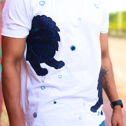 Round Neck Applique Printed Cotton T-Shirt – Twin Lions