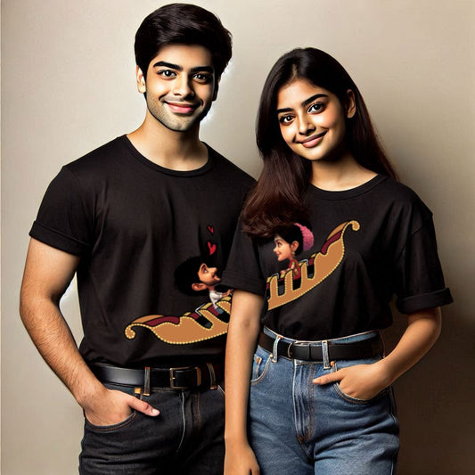 Round Neck Printed Cotton T-Shirt – Couple_Love